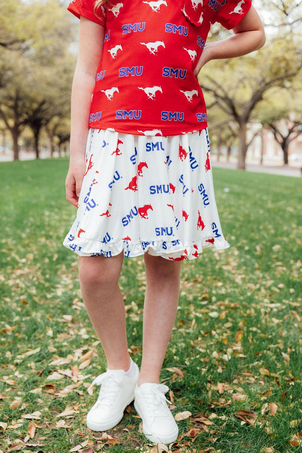 smu-white-mustang-ruffle-twirl-skort Mila & Rose - Sophia's StyleRuffle Twirl Skort-1